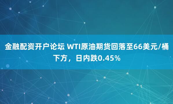金融配资开户论坛 WTI原油期货回落至66美元/桶下方，日内跌0.45%